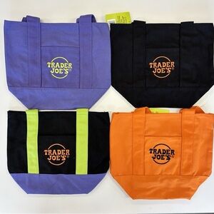 Trader Joe's Tote Bag Set - Purple, Black, Orange